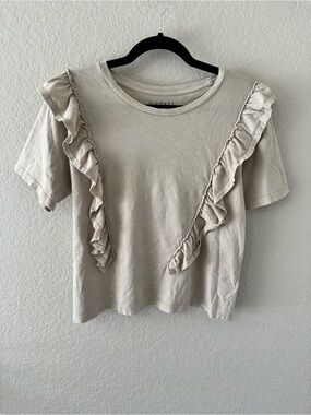 vintage canvas ruffle short sleeve shirt